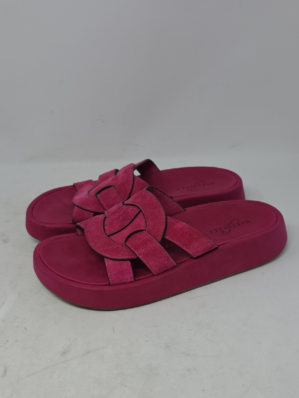 Naked Feet Market Platform Braided Slide Sandals in Pink Size 8